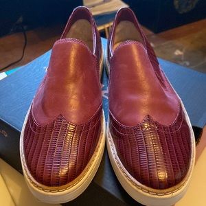 Ugg red leather slip on sneakers 8.5 perfect snake skin